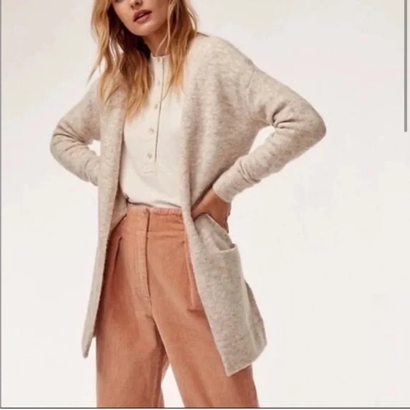 Wilfred Sweaters - Wilfred Free Aronson Cream Open-Front Longline Cardigan, Alpaca Blend